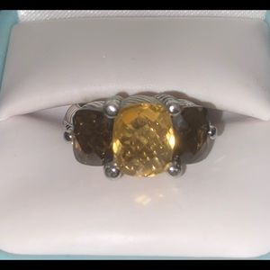 Judith Ripka Citrine and smoky topaz ring